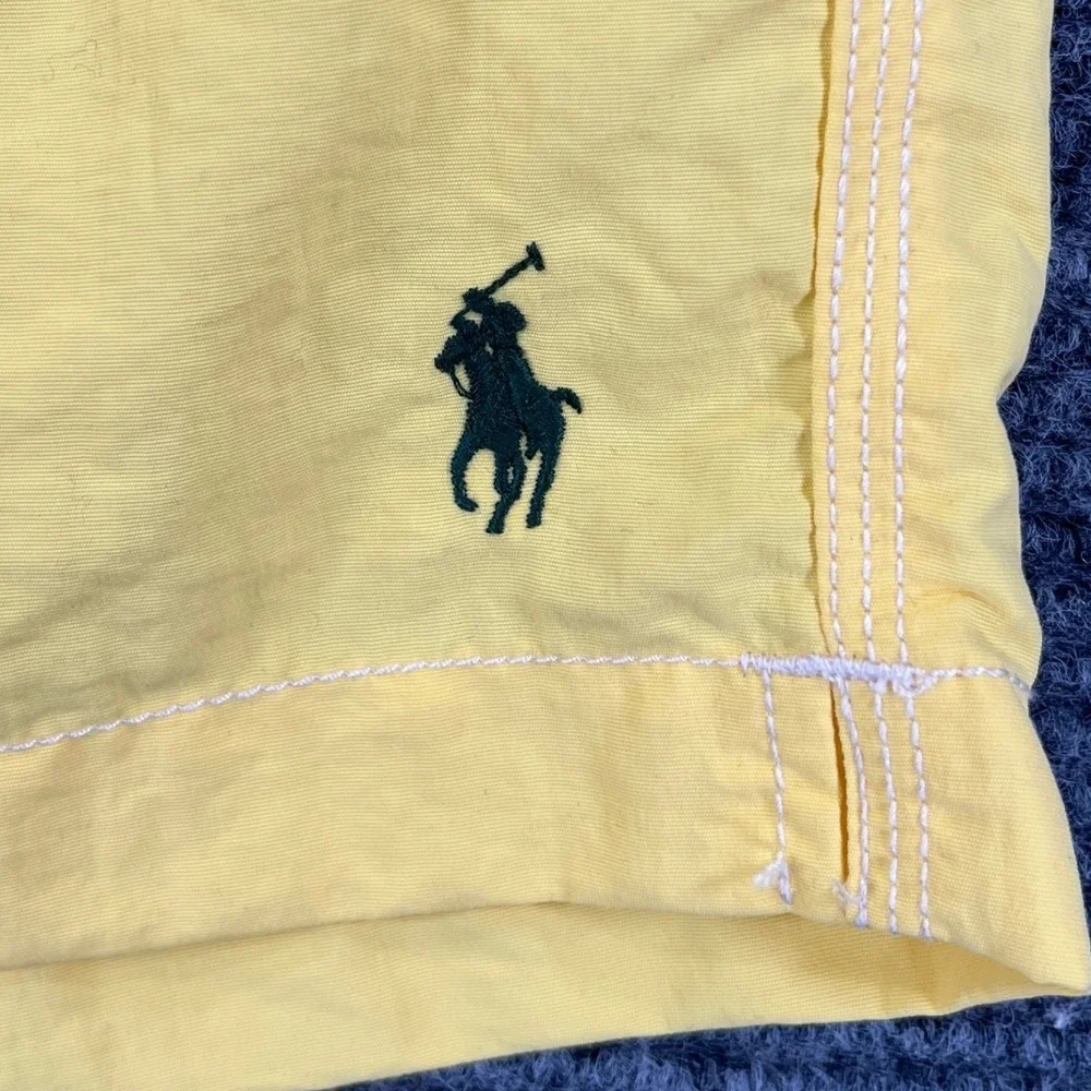 Polo Ralph Lauren Swim Trunks Men L Yellow Cargo Pocket Drawstring Beachwear
